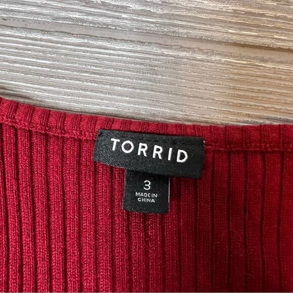Torrid midi rib knit snap front dress red sz 3X - Picture 4 of 6